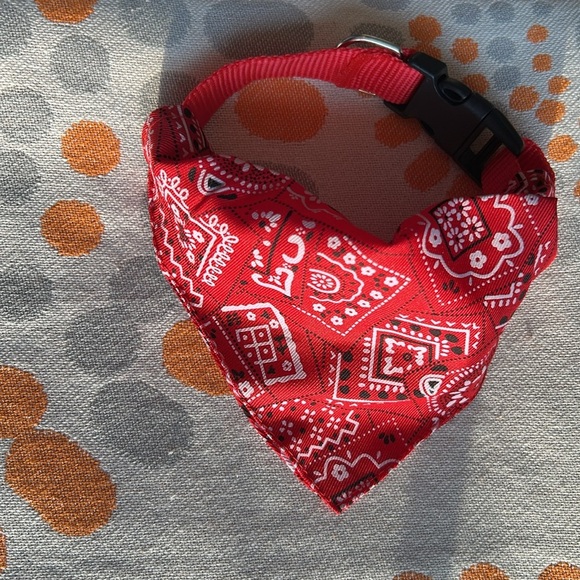 Red Bandana Red Dog Collar Adjustable Custom Made for Dog Leashes - Picture 5 of 12